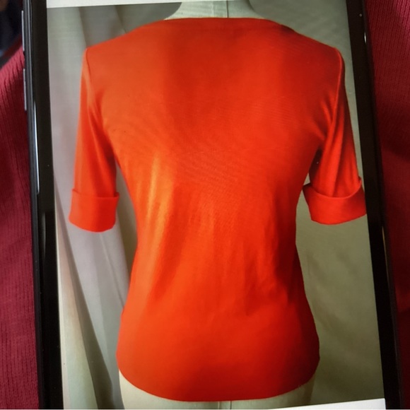 RALPH LAUREN T-SHIRT SHORT SLEEVE V-NECK CORAL TEE COTTON Women’s Size MEDIUM - Picture 4 of 6